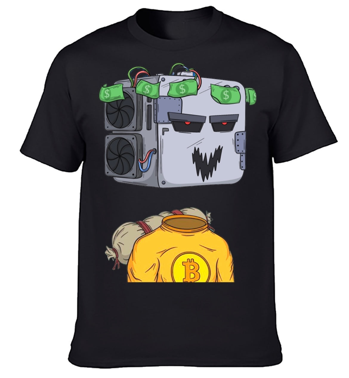 Ace Miners "My Money Don't Jiggle, It Folds" Bitcoin 3D Puff Graphic T-Shirt