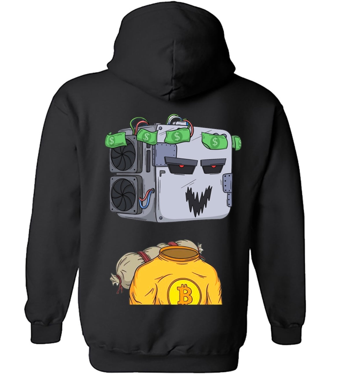 Ace Miners "My Money Don't Jiggle, It Folds" BTC Bitcoin 3D Puff Graphic Hoodie