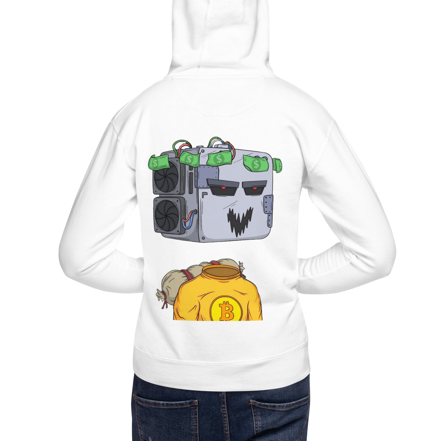 Ace Miners "My Money Don't Jiggle, It Folds" BTC Bitcoin 3D Puff Graphic Hoodie